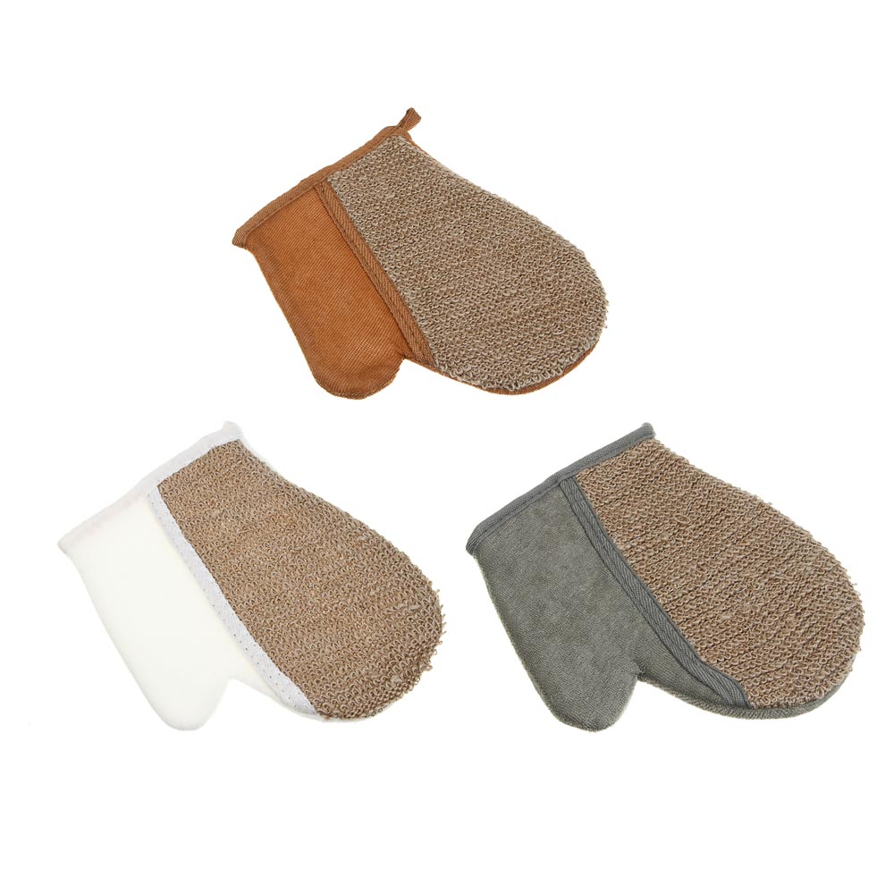 ЮL Мочалка варежка банная, сизаль, полиэстер, поролон, 21,5х18см, 3 цвета, МЭ24-02 - #1