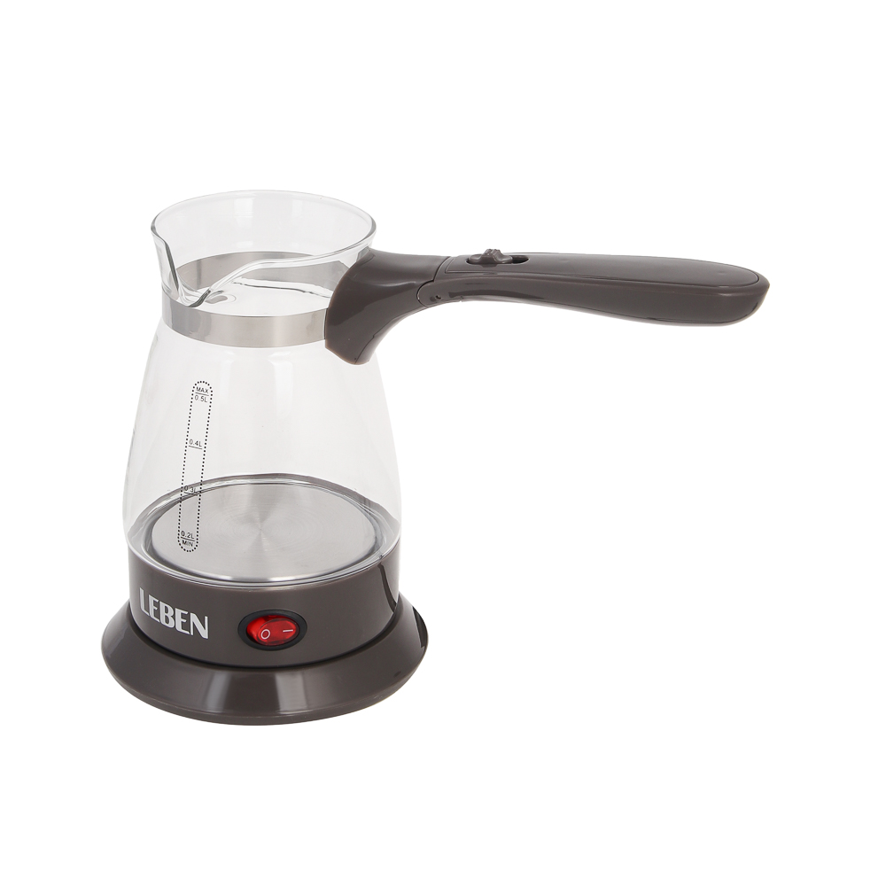 LEBEN Турка стеклянная на подставке 0,5л, 500Вт, складная ручка, 220в - #4