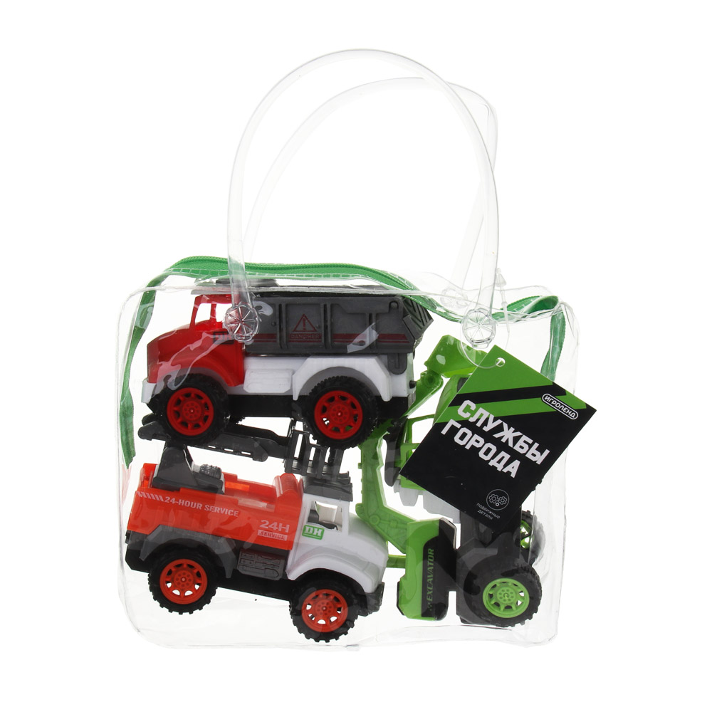 ИГРОЛЕНД Набор машинок 3 шт "Службы города", РР, РVC, 18х6х21 см, 2 дизайна - #2