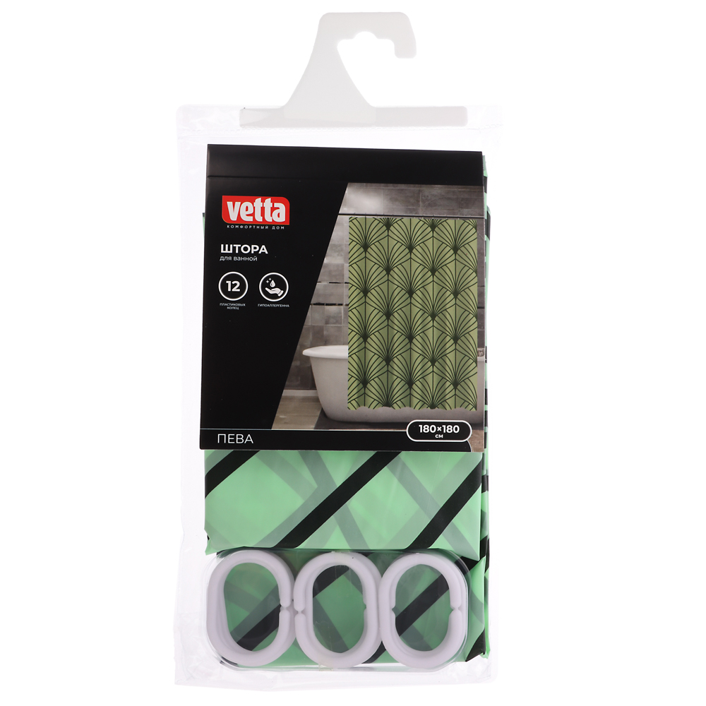 VETTA Шторка для ванной «Перышко», ПЕВА, 30 г/м2, 180х180см, 4 диз. - #6