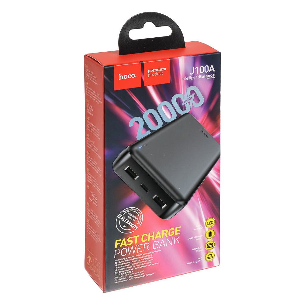 hoco. Аккумулятор мобильный модель J100A, 20000 мАч, цвет: черный - #2