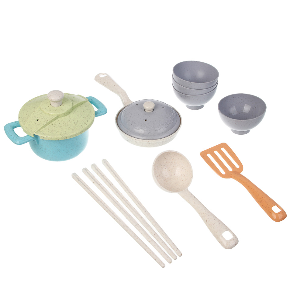 ИГРОЛЕНД Игровой набор посуды "Экопластик", 14 предметов, пластик, 29х10х20 см - #12