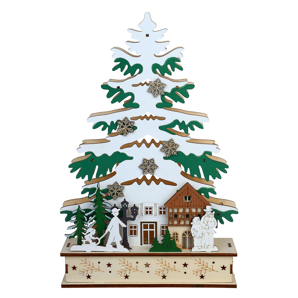 СНОУ БУМ Сувенир в виде елки с LED подсветкой, 22x34x6 см, дерево - #2