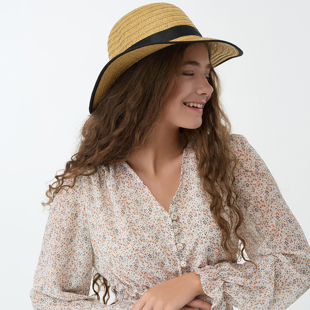 GALANTE Шляпка женская с контрастной окантовкой, р-р 56, 100% целлюлоза, 3 цвета - #21