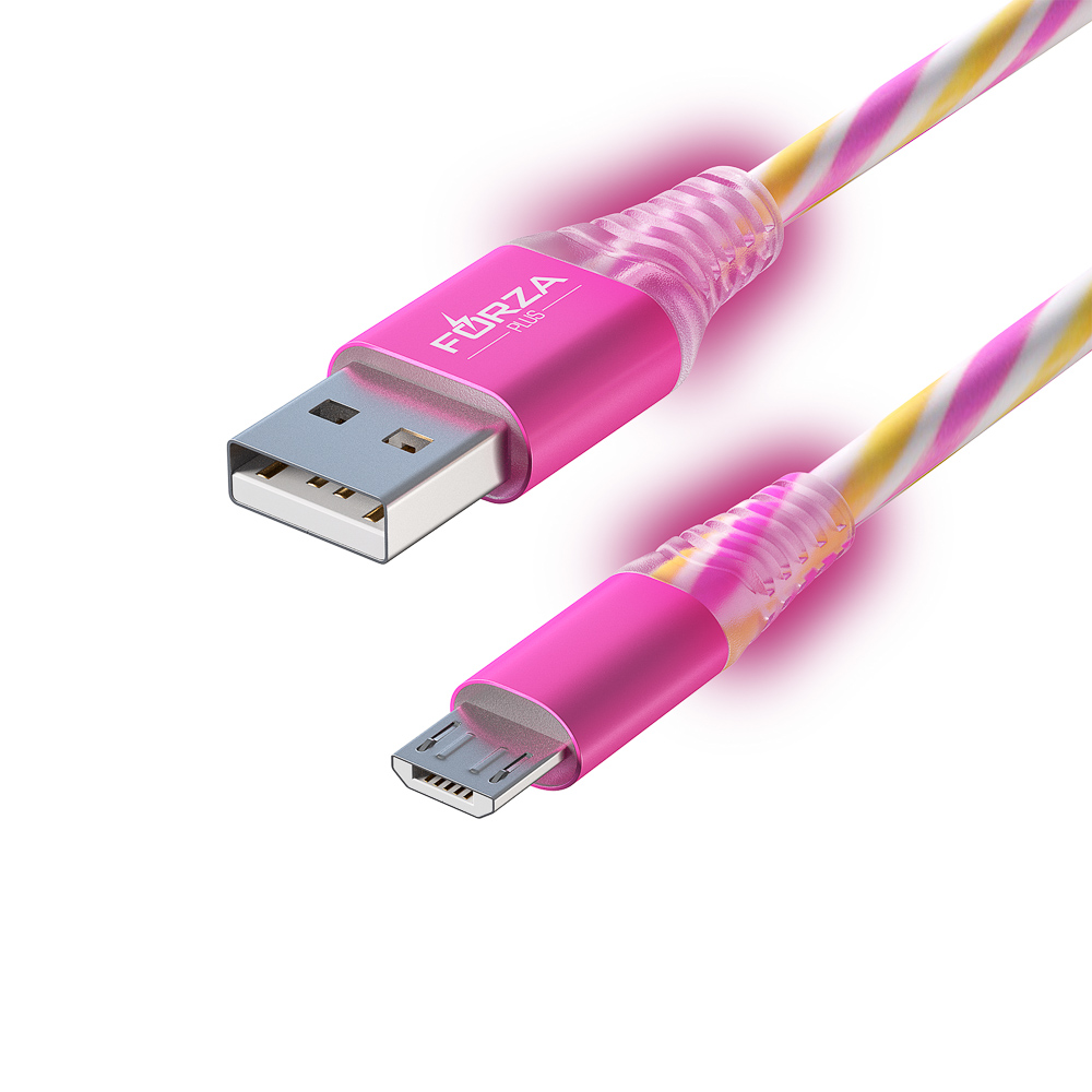 FORZA Кабель для зарядки Конфетти Micro USB, 1м, 1.5А, цветная подсветка, 3 цвета, пакет - #3