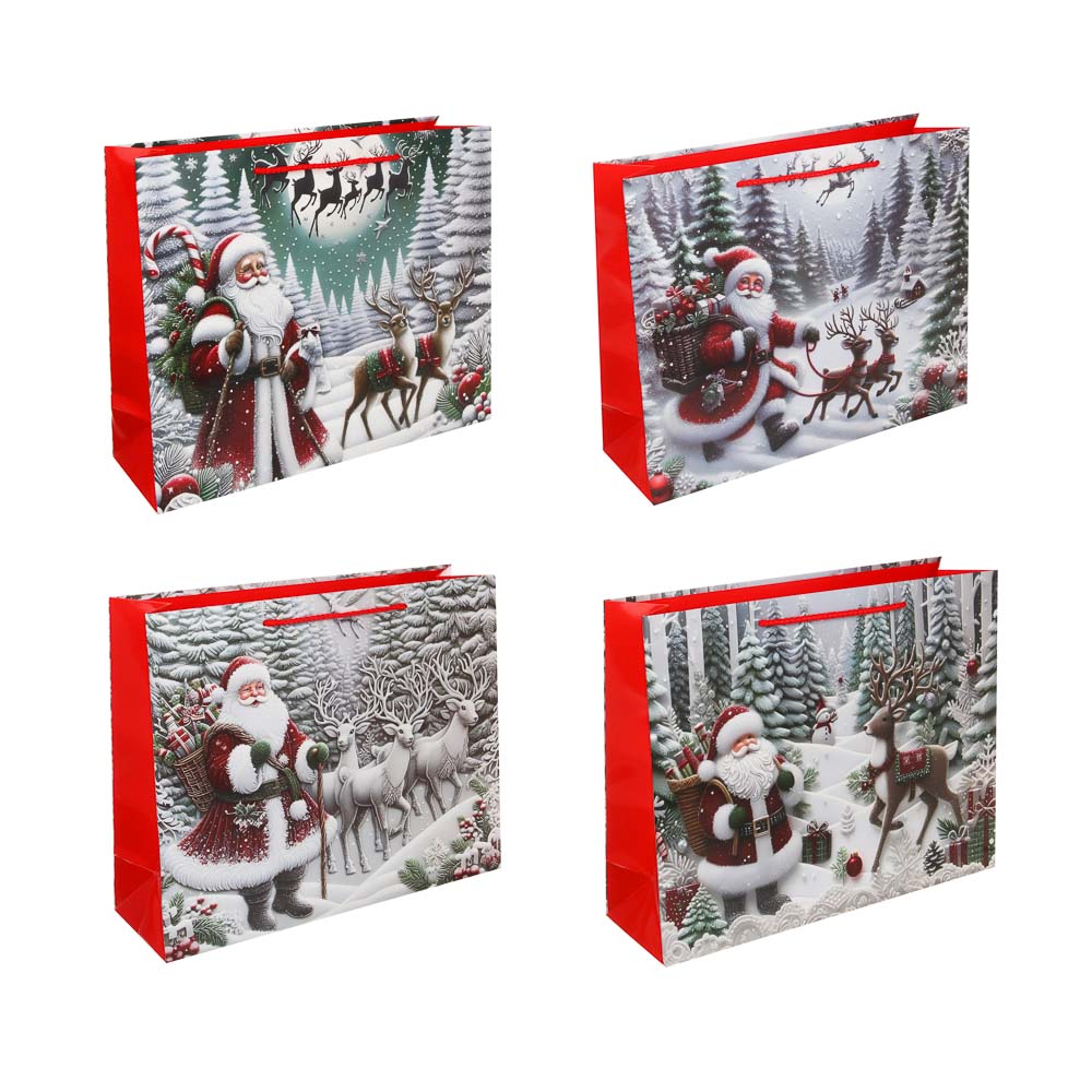 Пакет тм СНОУ БУМ подарочный, 26x32x10см, глиттер, бумага, арт.26, 4 дизайна - #1