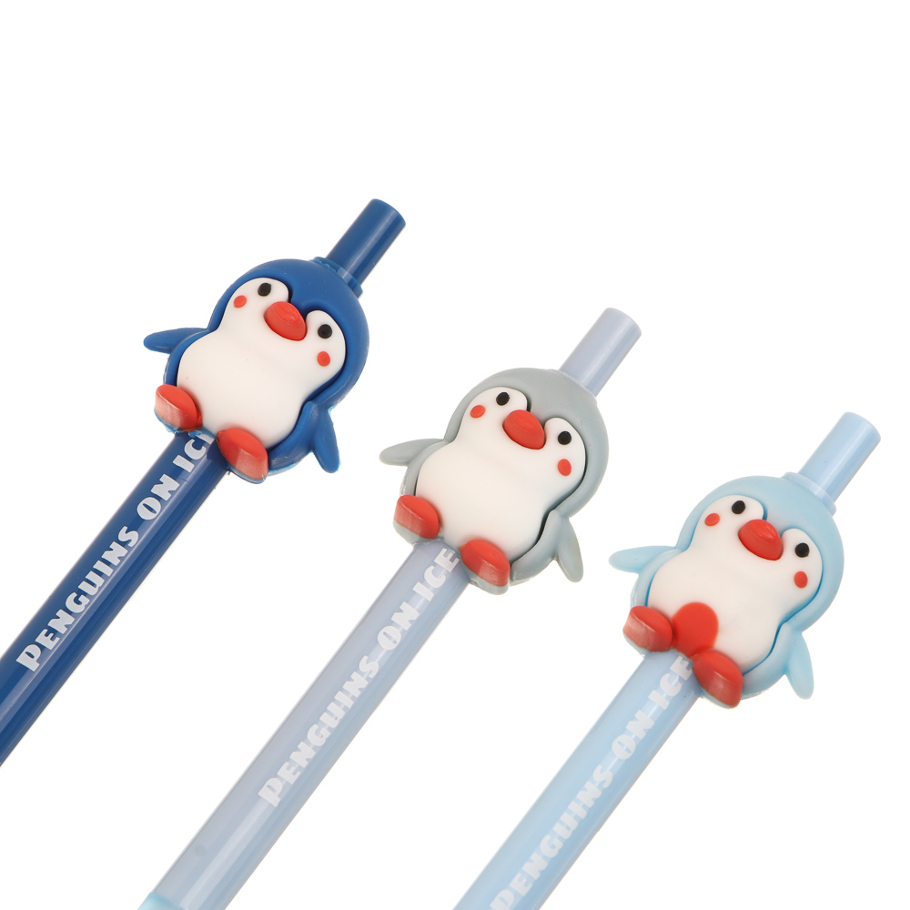 Ручка автоматическая гелевая синяя 0,5мм, "Пингвин", 3 вида, шоу-бокс - #4