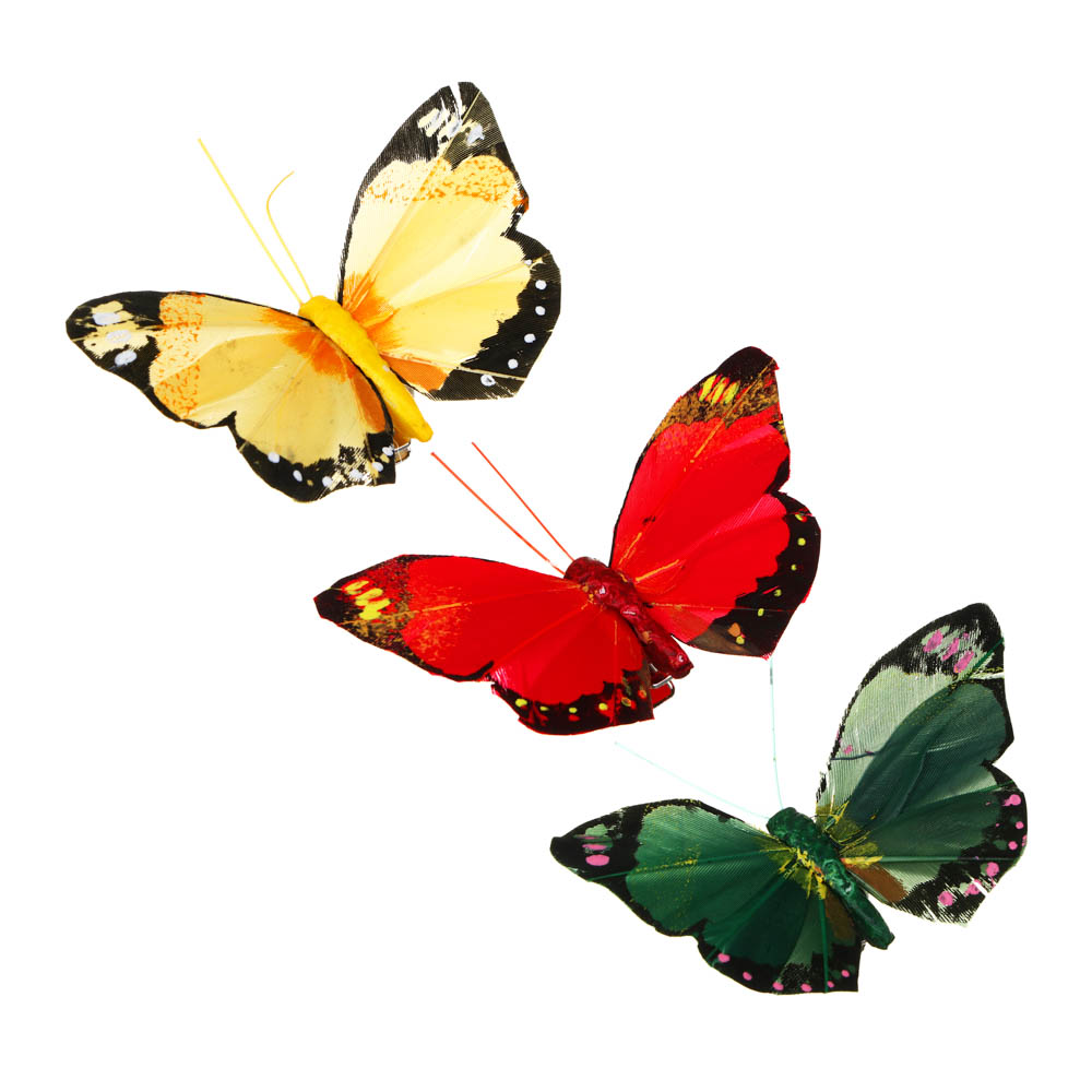 INBLOOM Бабочка декоративная Лесная на прищепке 8см - #1