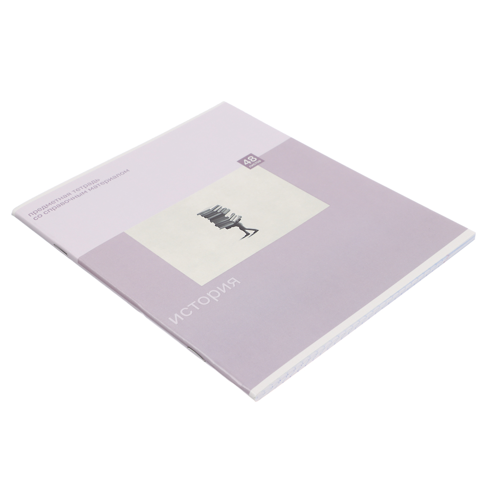 ClipStudio Тетрадь 48л. "Предметная", БЕЛЫЕ ЛИСТЫ, обл.картон "Монохром"скрепка, 7видов, справ.мат. - #22