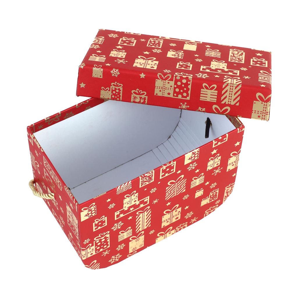 Набор подарочных коробок 2 в 1 (15x11,5x7,9 см, 17,7x13,4x10,4 см) с золотым фольг.слоем, красный - #5