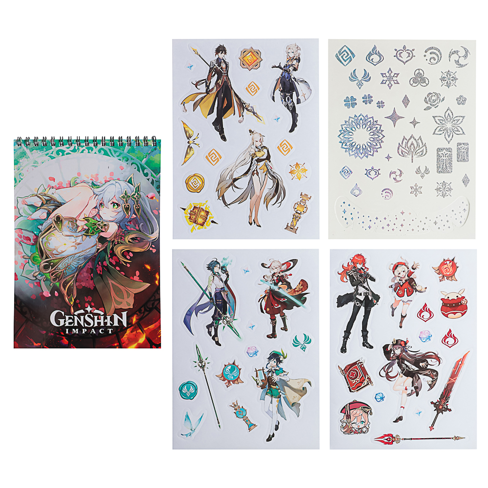 Геншин. Творческий блокнот cо стикерами и переводными татуировками A5, 14,5x7x21,5см - #2