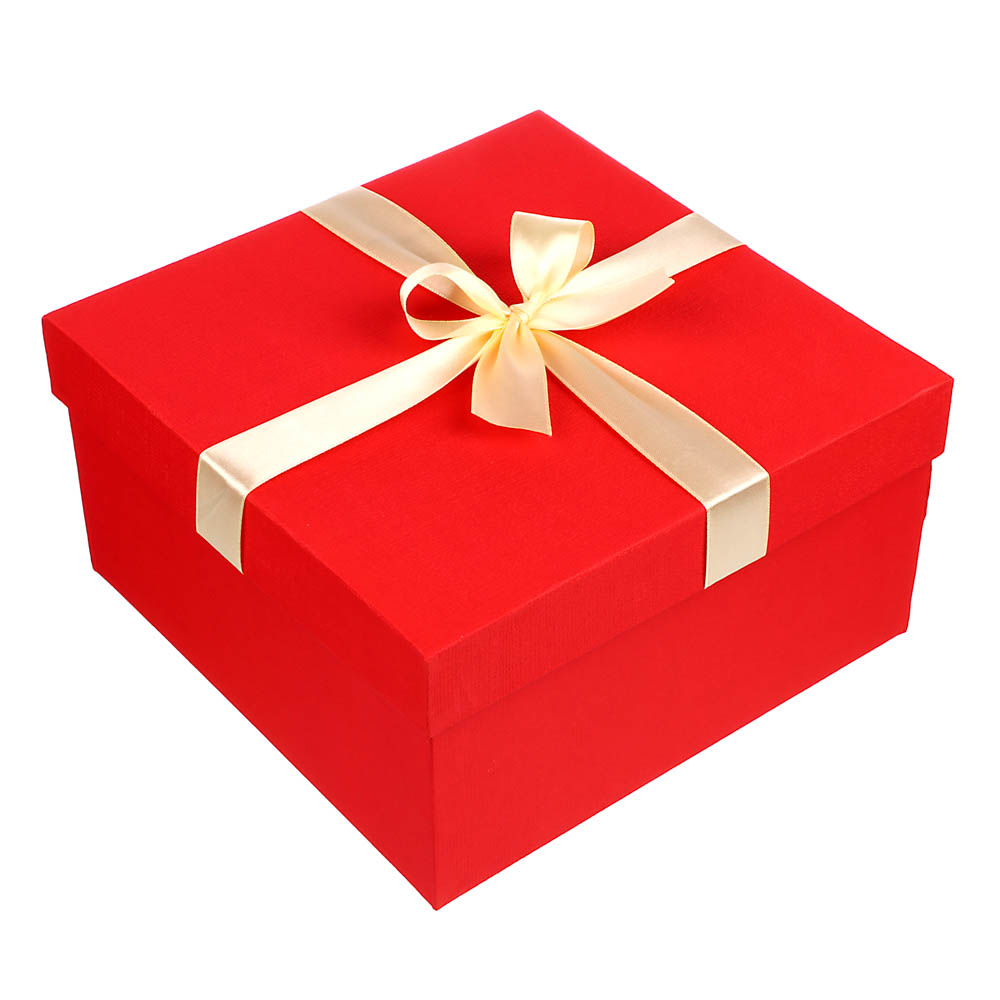 Коробка подарочная с бантом красная, 21x21x11 см - #2