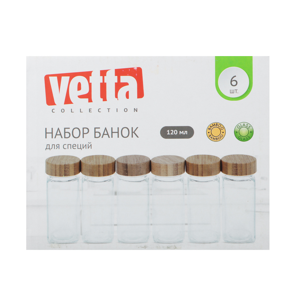 VETTA ЭКО Вуд Набор банок для специй, 6шт., 120мл,стекло, бамбук - #8
