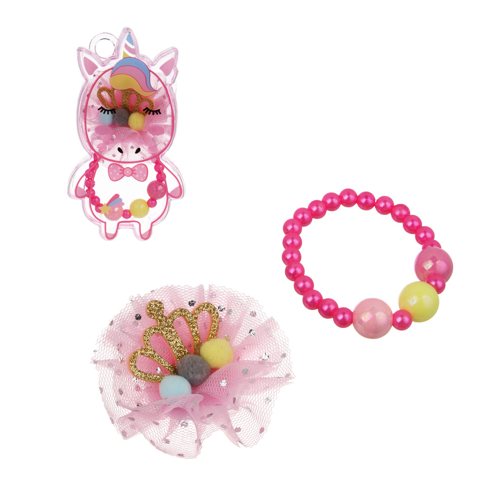 ИГРОЛЕНД Набор бижутерии в боксе "Единорожка" 2 пред., 6,5х12 см, ABS, металл, текстиль, 2 вида - #1