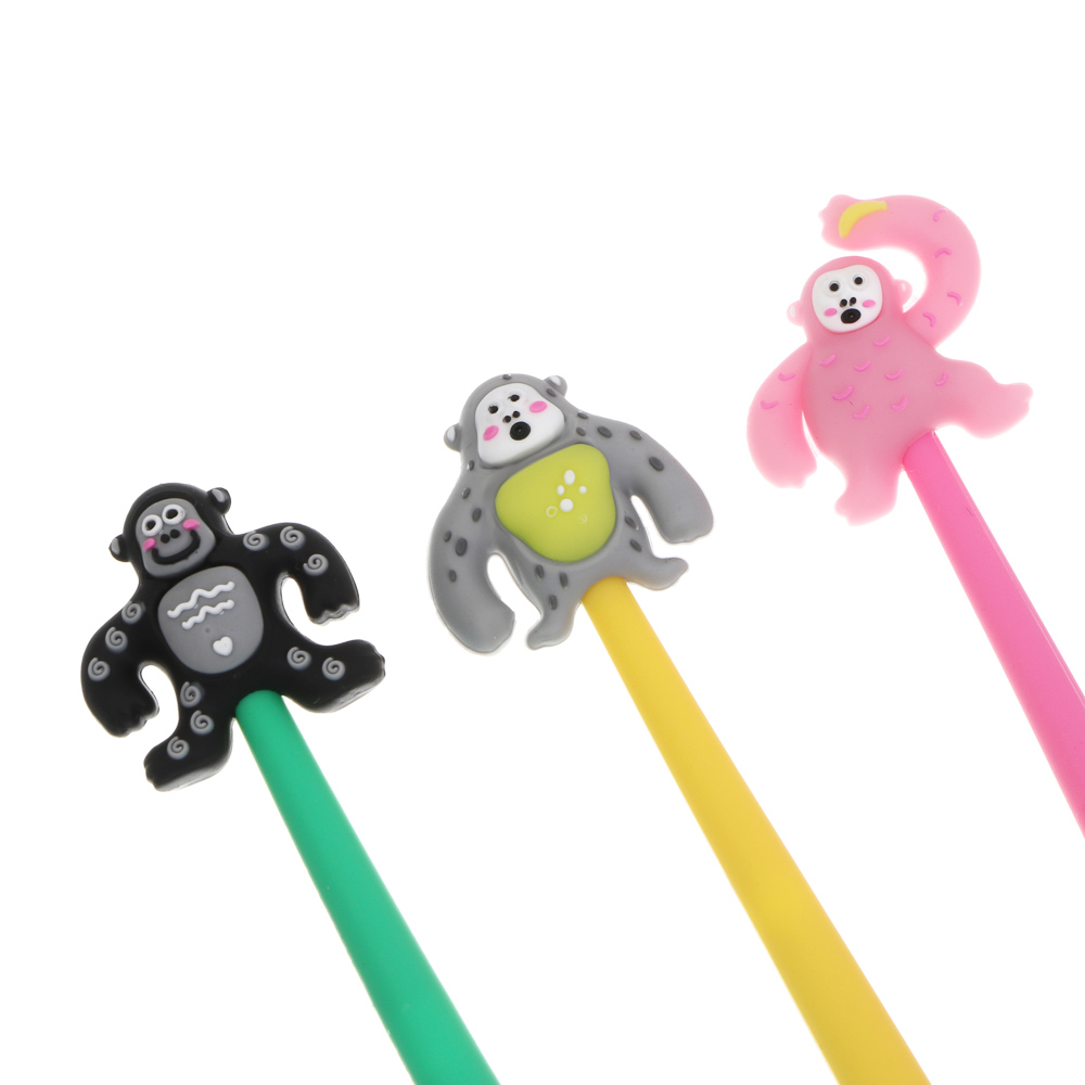 Ручка гелевая синяя 0,5мм, "Горила", силиконовый корпус, 3 вида, шоу-бокс - #5