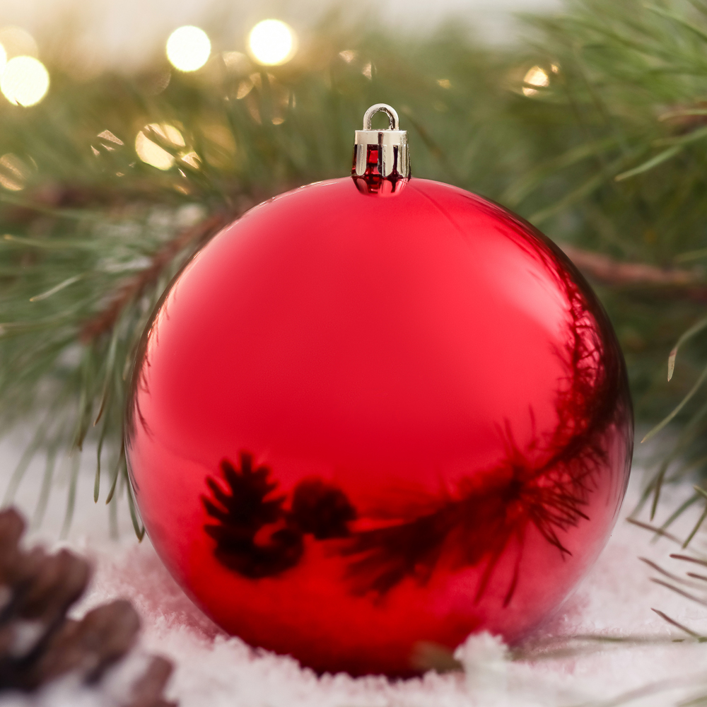 СНОУ БУМ Шар 10см пластик, красный - #6