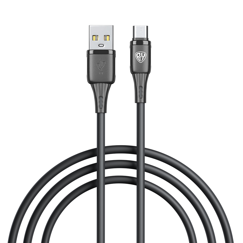 Кабель для зарядки USB(A)-microUSB BY Twist, 18Вт, 1 м, 3A, гибкий силикон, чёрный - #1