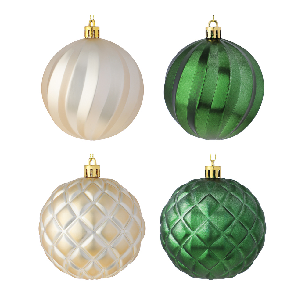 СНОУ БУМ Набор шаров 8 см, 4 шт, шампань, зеленый 26-159 - #1