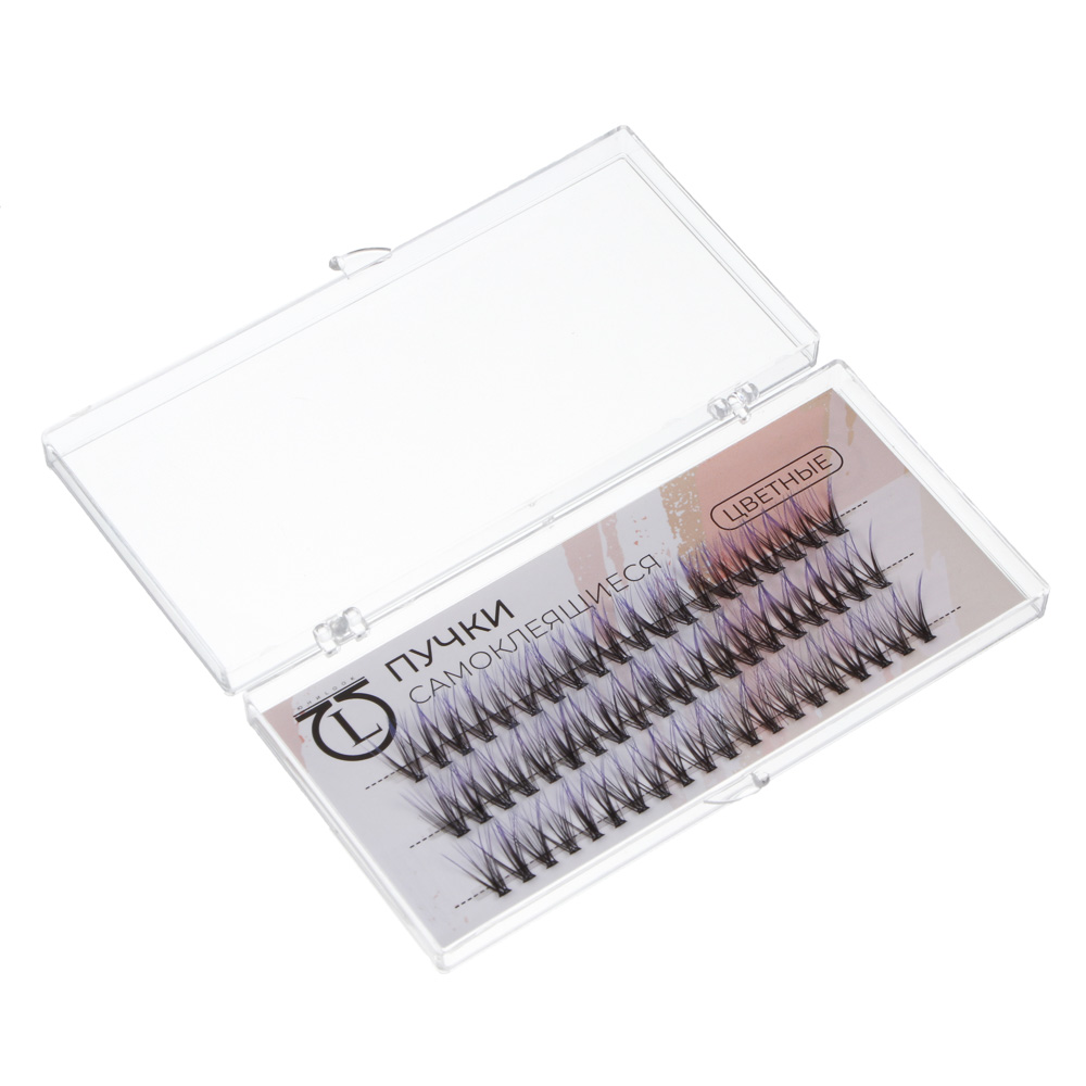 Пучки самоклеящиеся цветные 60 шт тм ЮНИLOOK, синтетика, 12мм, объем 20D, изгиб C, 6 цветов - #4