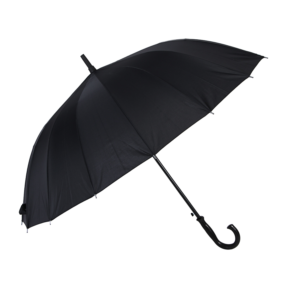 Зонт-трость универсальный, диаметр 115см, 16 спиц, металл, полиэстер, эпонж, черный - #1
