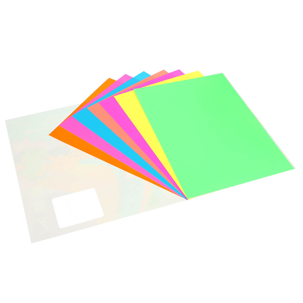 Картон цветной FLOMIK флуоресцентный мелованный, А4, 7 цветов, 7 листов - #2