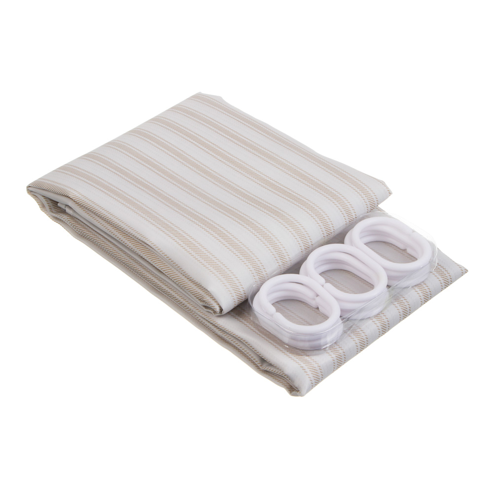 Шторка для ванной тм VETTA Ноа, полиэстер 90гр., 180x180 см, 2 цвета - бежевый, серый - #3