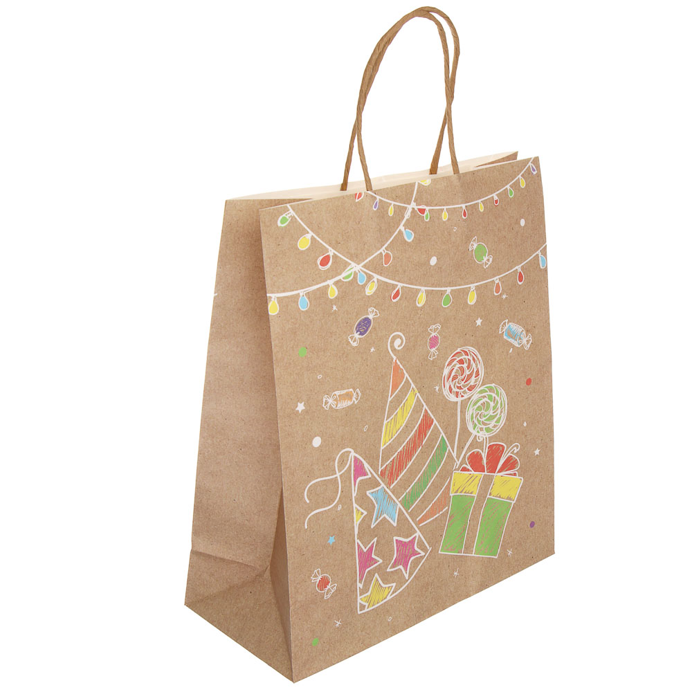 Пакет подарочный тм Fntastic, крафт, 120г, L 24,5x31x10,5см, бумага, 4 дизайна - #2