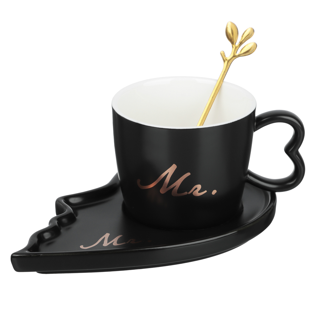 Чайный набор 4пр. 180мл, тм MILLIMI Сердце, фарфор, металл - #3