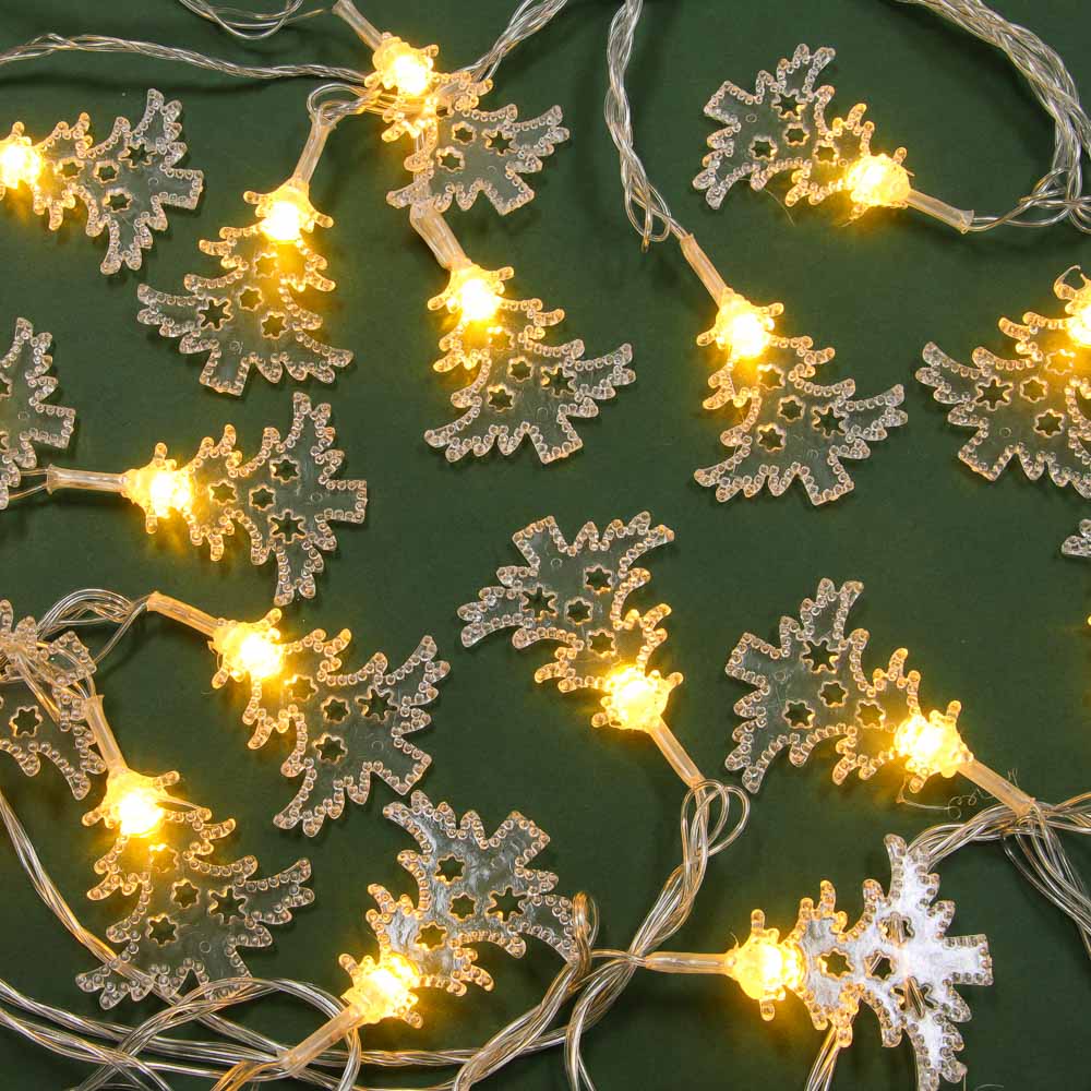 СНОУ БУМ Гирлянда эл. насадка "Елочка" 5м, 20LED, шампань, пост.свеч, ПВХ проз, 220В - #1