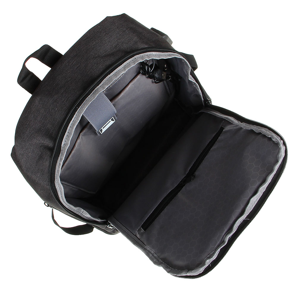 Рюкзак универсальный 48x33x15см, 1 отд, 2 карм., отделка прорезин.матер., вых.USB/наушн., ПЭ, черный - #5