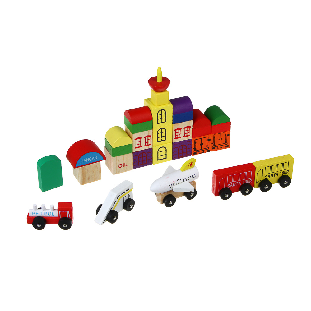 ИГРОЛЕНД Конструктор для малышей "Город деревянный", 28х16х3,5см, дерево, 4 дизайна - #10