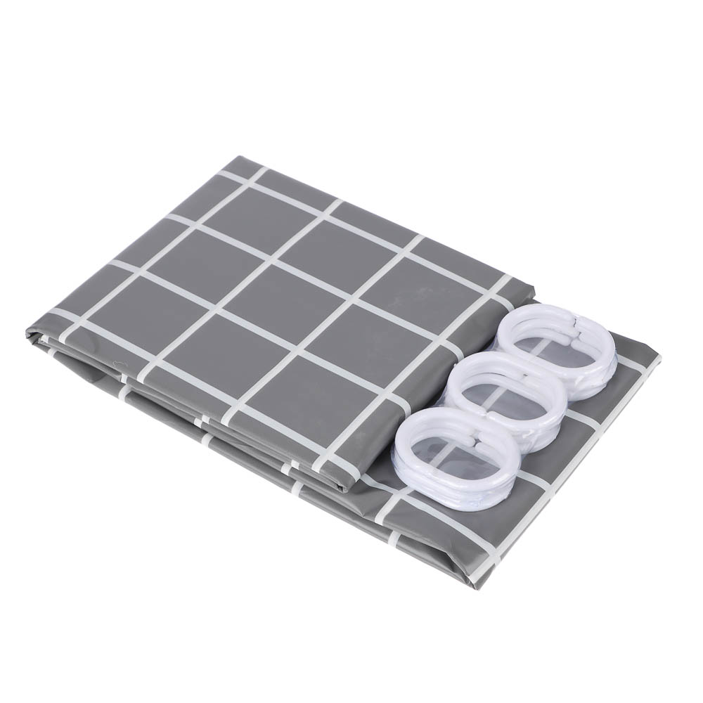 Шторка для ванной тм VETTA Квадро, ПЕВА 60г/м2, 180x200см, серый цвет - #3