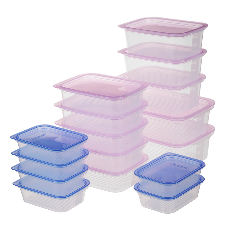 Набор контейнеров пищевых 16шт: 0,23л х 6шт, 0,49л х 5шт, 0,66л х 3шт, 1,1л х 2шт, пластик - #1