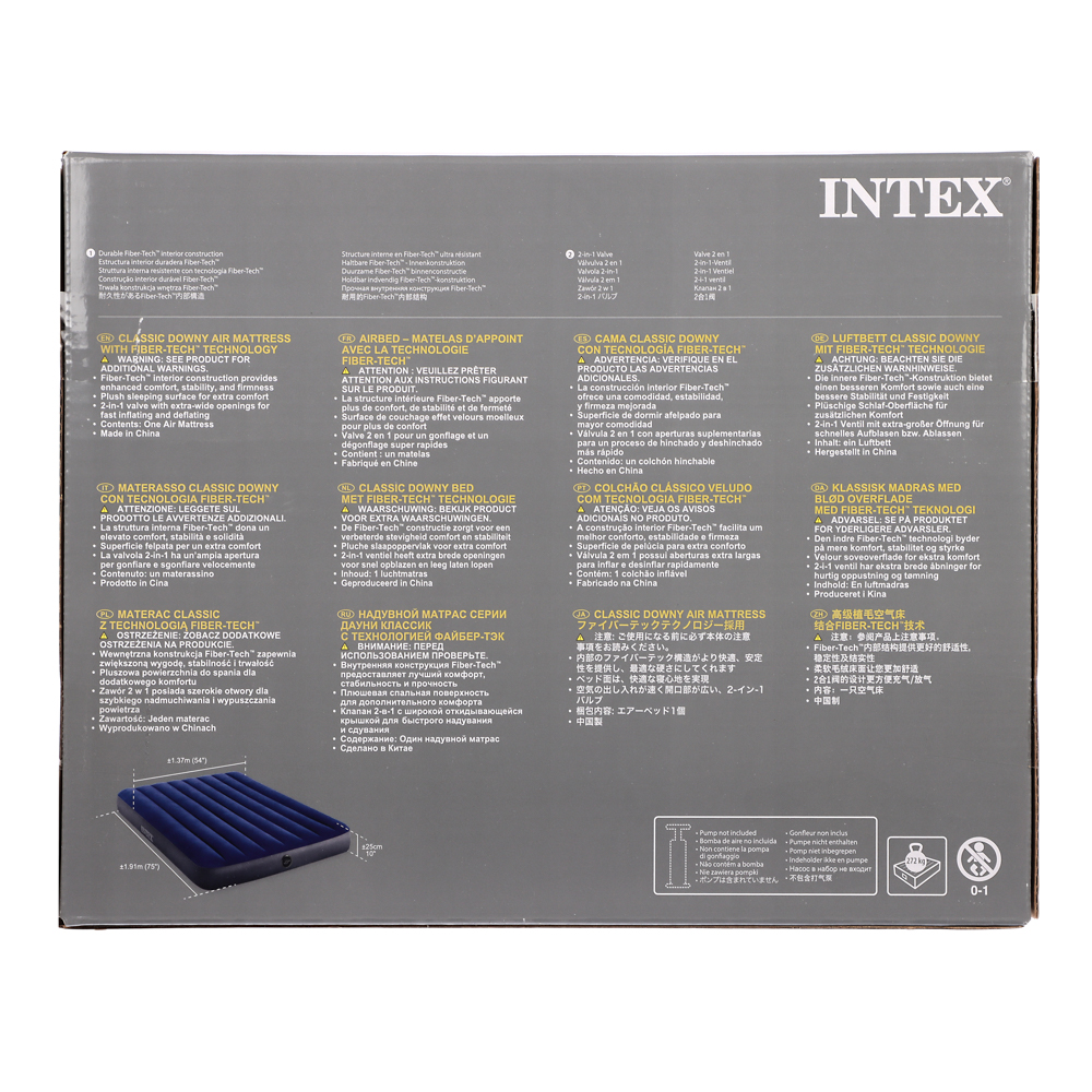 INTEX Матрас надувной CLASSIC DOWNY, 191x137x25см, до 272кг, 64758 - #3