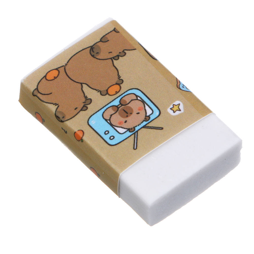 Набор канцелярский 4 пр., линейка раскладная, ластик, точилка, карандаш ч/гр "Капибара", ПВХ пенал - #4