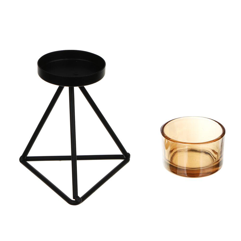 Подсвечник металл со стеклом, 9х9х10 см - #3