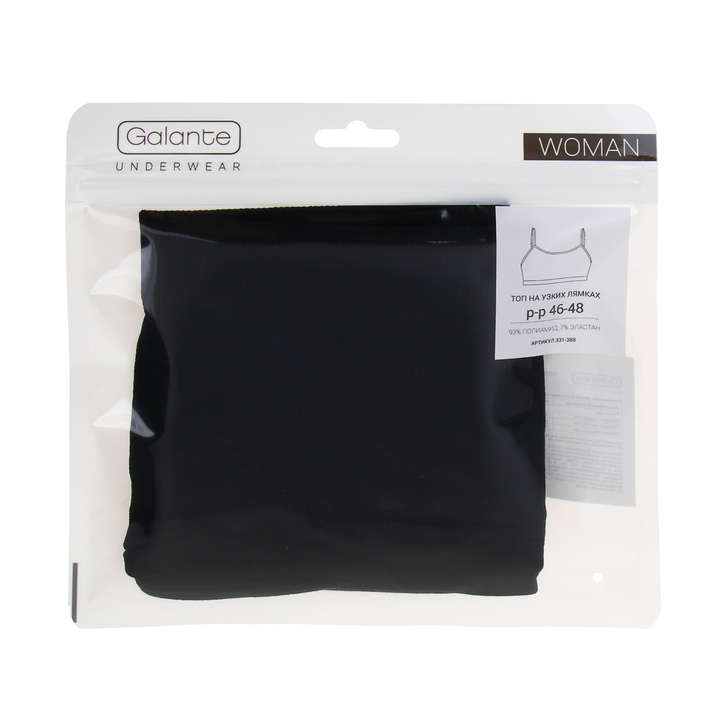 GALANTE Топ на узких лямках, р.46-48, 93%полиамид, 7% эластан, черный, НБ25-20 - #4
