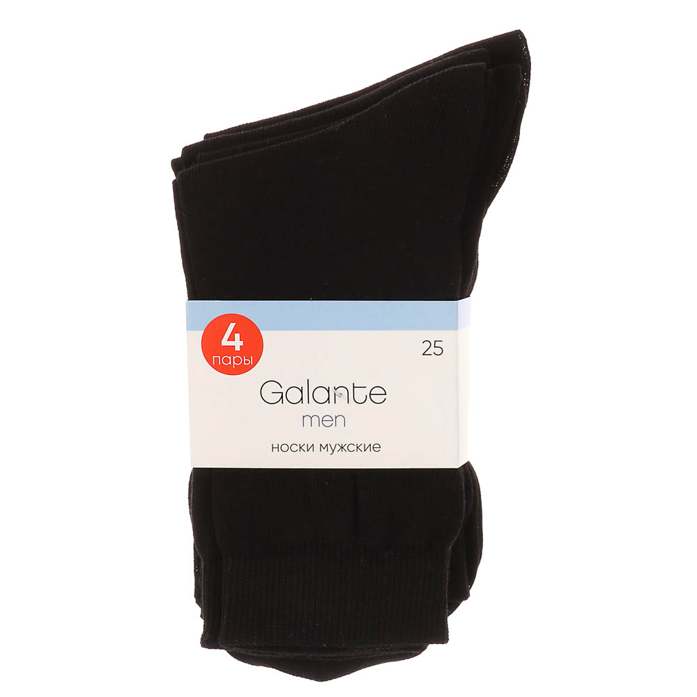 Набор носков 4 пары, GALANTE, р. 25, 70% хлопок, 29% полиамид, 1% эластан, черные - #5
