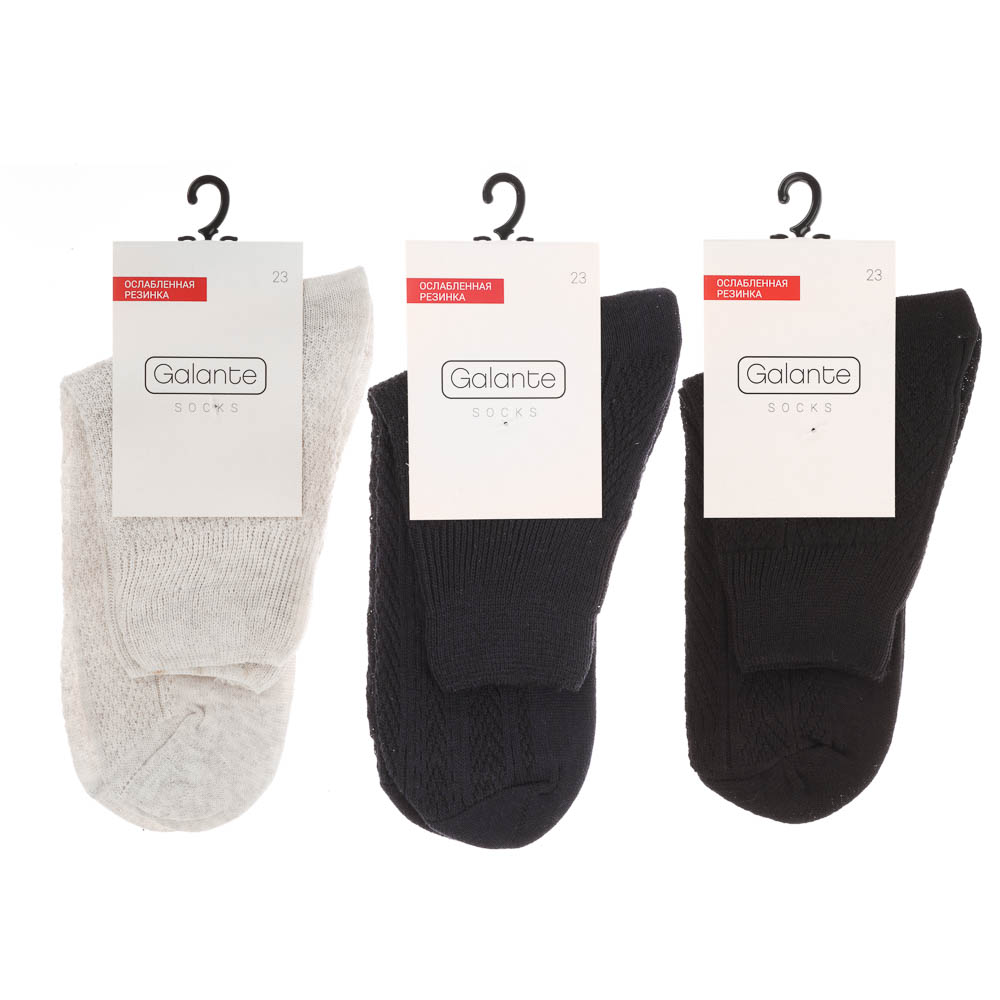 Носки с ослабленной резинкой GALANTE, р. 23, 80% хлопок, 17% полиамид, 3% эластан, цвета в ас-те - #6