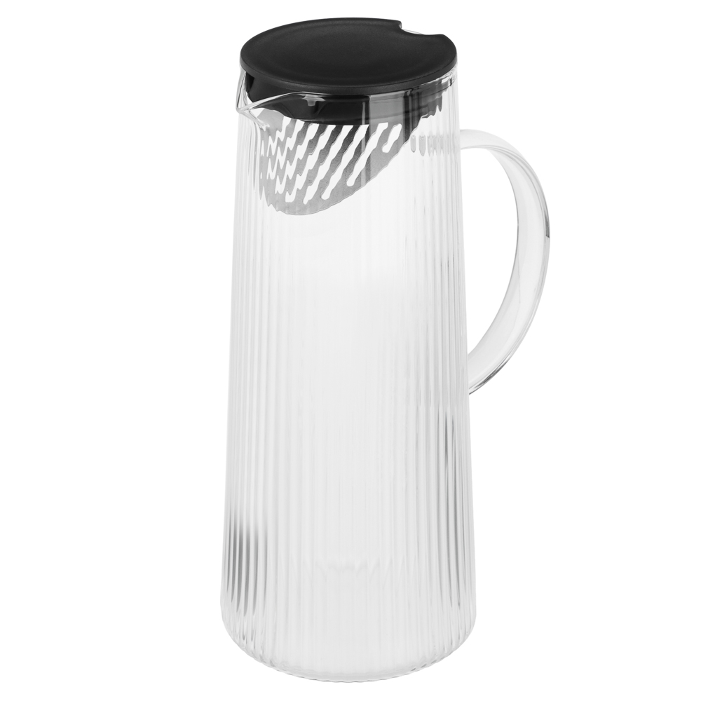 Кувшин с крышкой тм MILLIMI Симпл, 1500мл, стекло, рифленый - #3