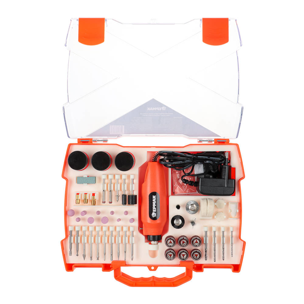 ЕРМАК Мини дрель, гравер, сетевой, 12В, 15000 об/мин, с набором насадок (160 шт.) - #11