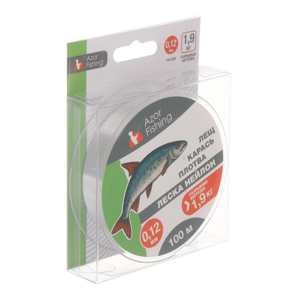 Леска "Лещ, Карась, Плотва" тм AZOR FISHING, нейлон, 100м, 0,12мм, 1,9кг,прозрачный - #4