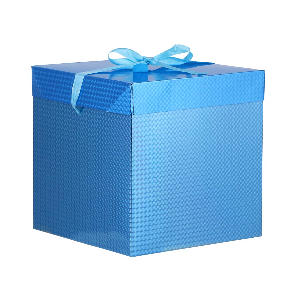 Коробка складная картонная, с фольгированным покрытием, и лентой, 22x22x22 см, 4 цвета - #2