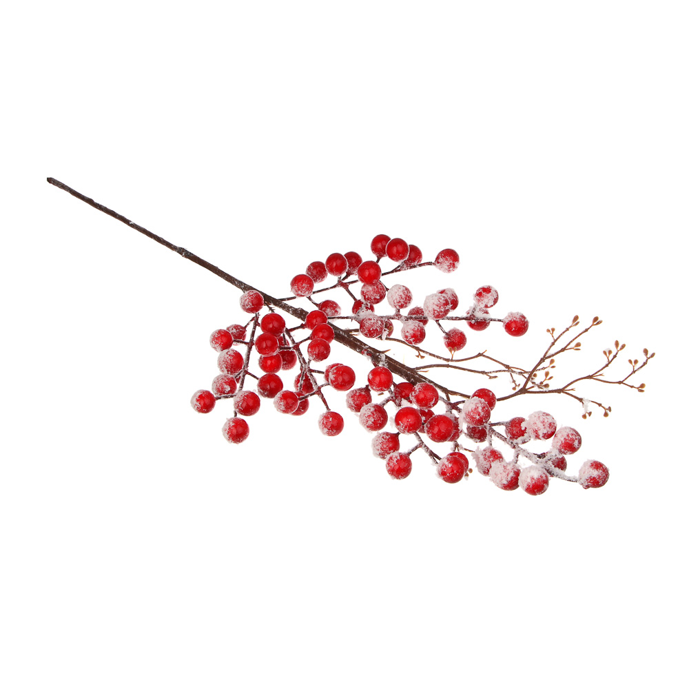 СНОУ БУМ Ветка с заснеженными ягодами 52 см, металл, пластик - #1