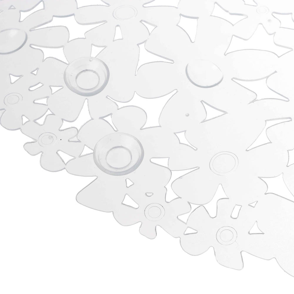 Коврик противоскользящий в ванную Цветы, ПВХ, 66смх35см, прозрачный - #3