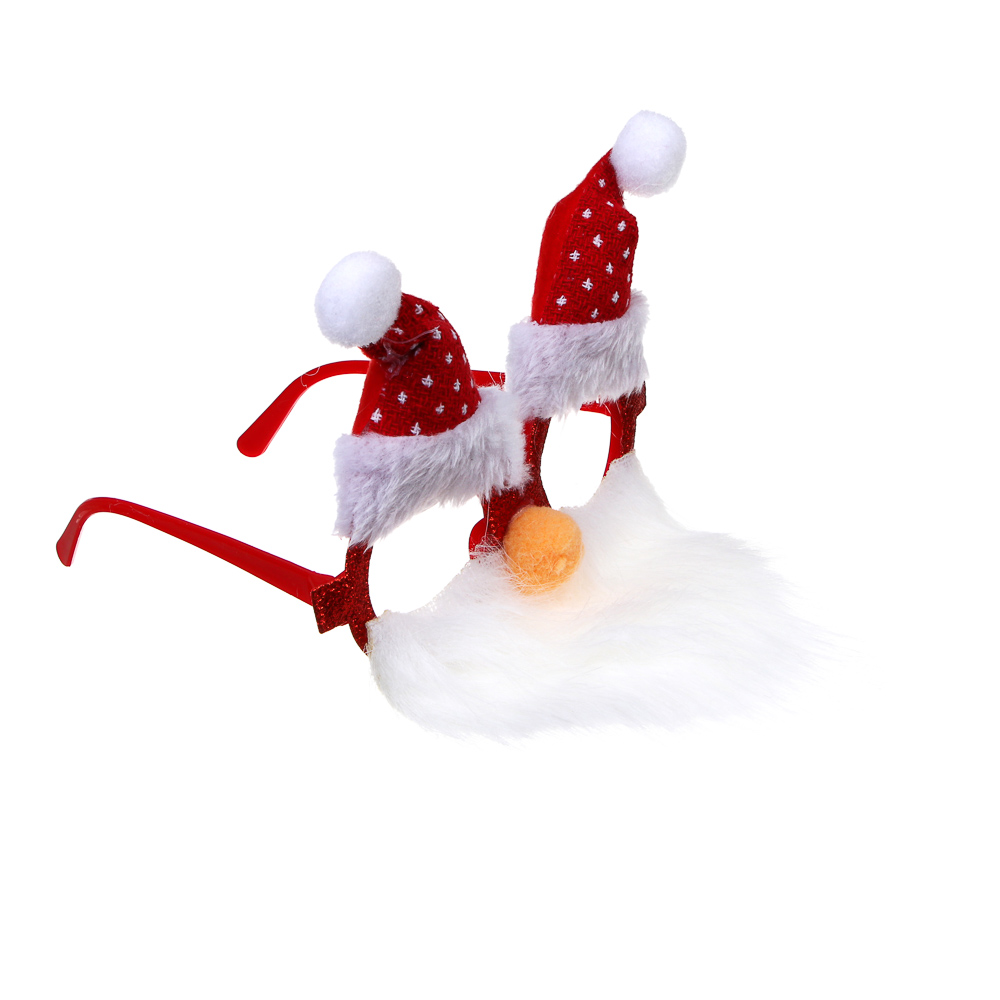 СНОУ БУМ Очки новогодние "Дед Мороз", 13см, полиэстер, пластик, 3 дизайна - #3