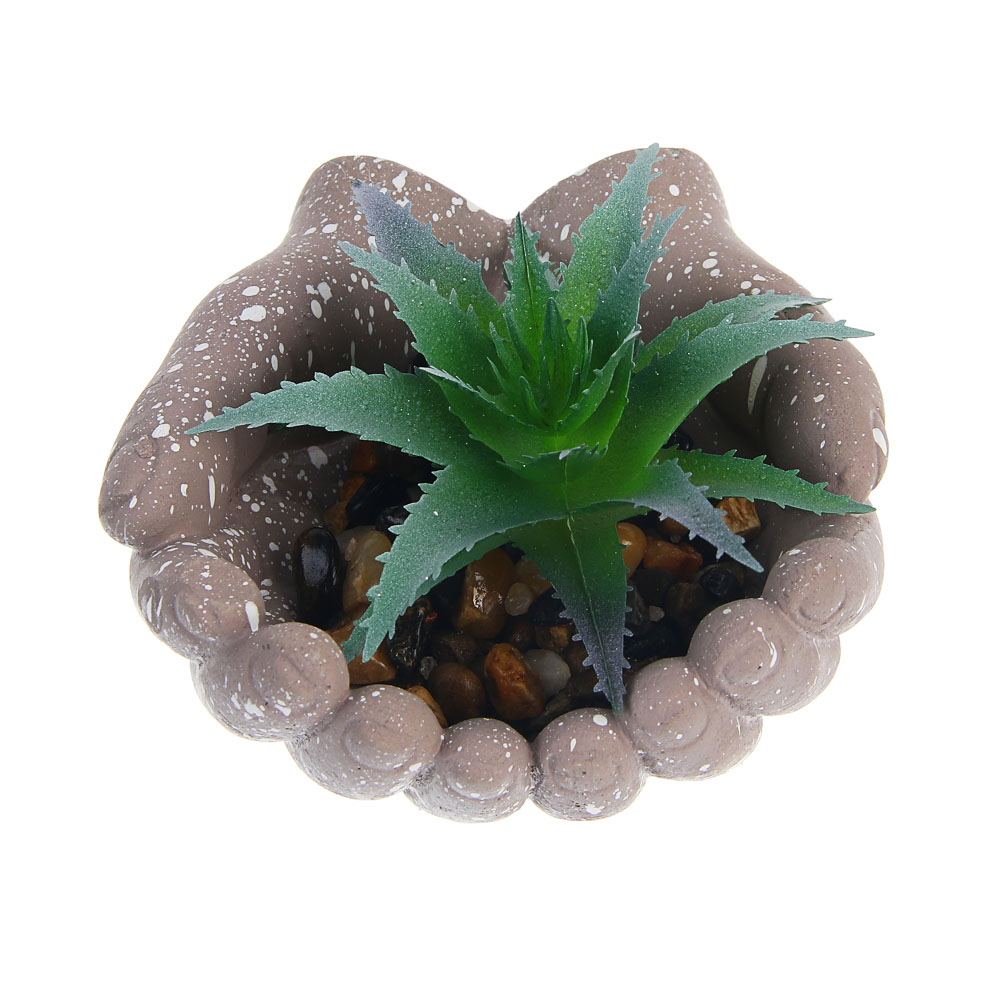 Суккулент искусственный в кашпо тм LADECOR 10x8x10 см, ПВХ, бетон, 2 вида - #3