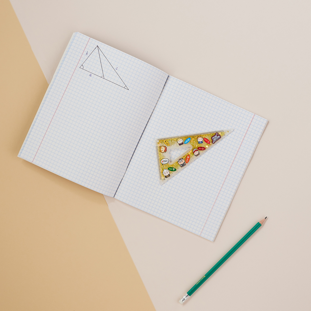 BY Русские Супергерои Угольник 10см, 30/60 градусов, принт, подвижные блестки в геле, "Кавай", 3 цв. - #12