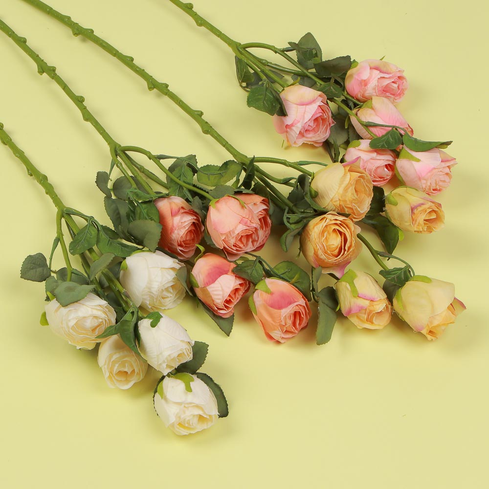 Цветок искуственный в виде кустовой розы LaDecor, 5 веток, 4 цвета - #6