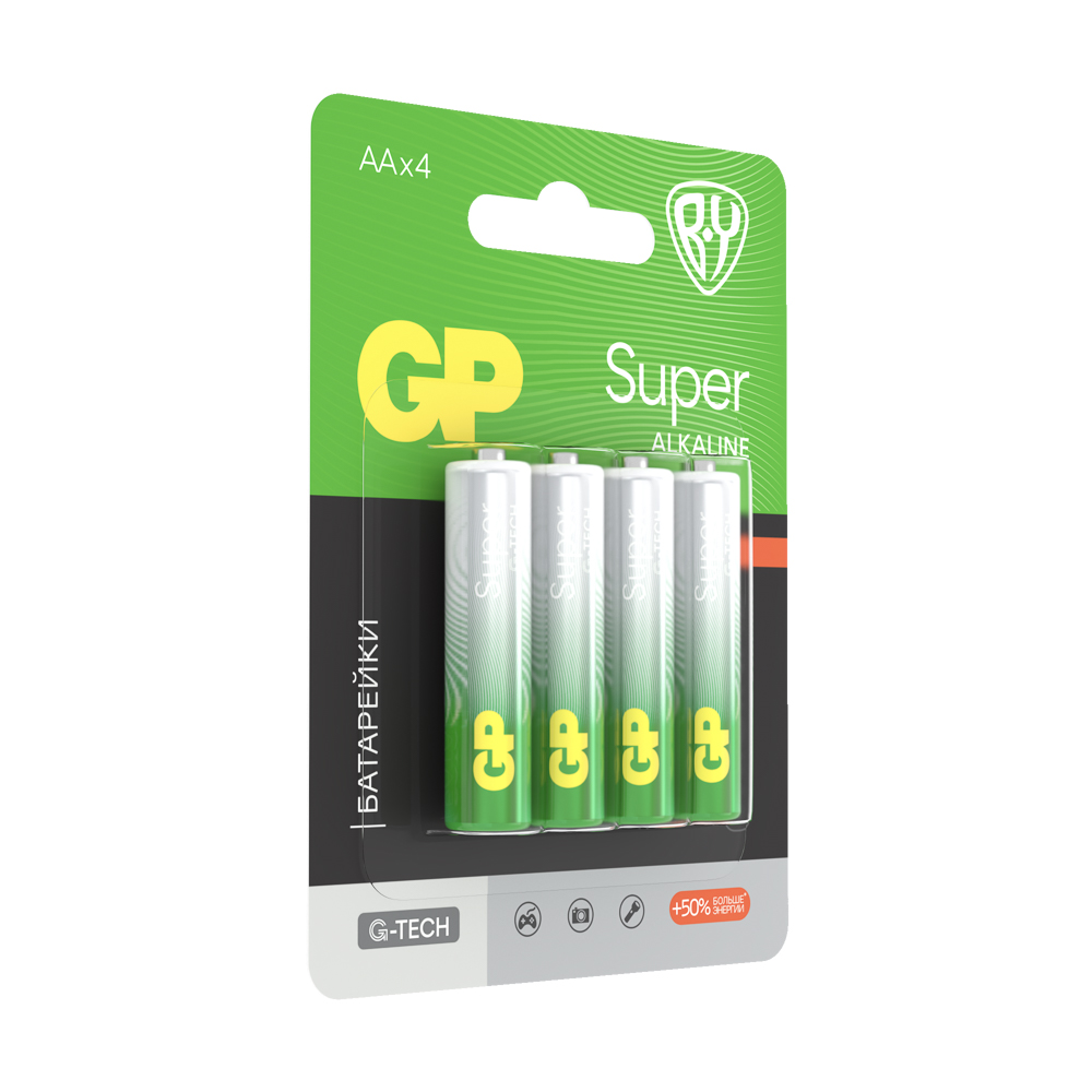 GP Super BY Original Батарейки 4шт, тип ААA, 24AGM-2CR4 в блистере - #2
